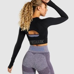 Gymshark Cropped Black Seamless Flex Top